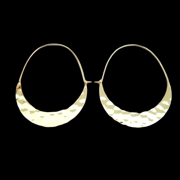 Gold plated crescent hoops; nwot - Picture 3 of 8